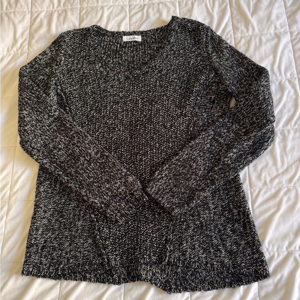 Calvin Klein Black and Gray Crew Neck Sweater